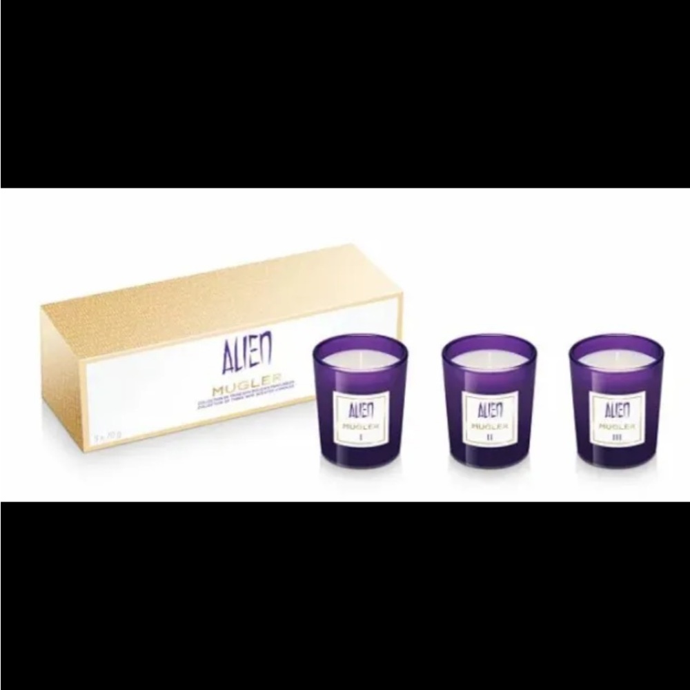 Mugler ALIEN Collection of 3 Scented Candles 3 x 70g Set New in Box!!